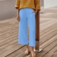 thumbnail image 2 of FRSASU Wide Leg Pants Woman High Waisted Trendy Cropped Barrel Pull On Baggy Elastic Waist Loose Fit Pants with Pockets Light Blue, 2 of 9