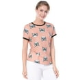 thumbnail image 2 of INSPIRE CHIC Women's Short Sleeve Contrast Cartoon Cat Pet Print Tee Ringer T-shirt Tops, 2 of 6