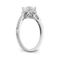 thumbnail image 6 of Solid 14K White Gold Round Diamond Side-Stones with CZ Cubic Zirconia Center Stone Halo Engagement Ring Size 5, 6 of 8
