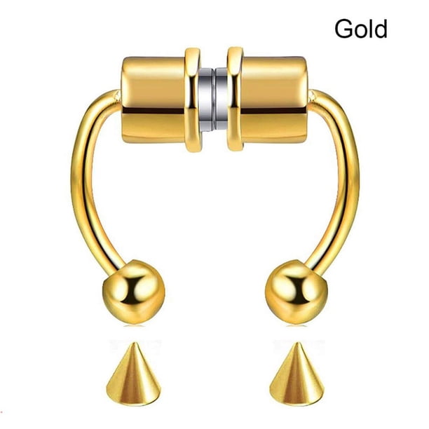 Piercing nariz falso en forma de U, aro cadera, tabique roca, imán acero inoxidable, joyería para cuerpo