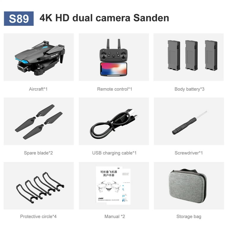 S89 Mini Drone for Kids Foldable WiFi FPV Drone with 4K HD Camera for Adults RC Quadcopter with 3D Flip Headless Mode Altitude Hold One Key