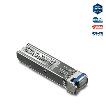 UPC: 0710931610291 | TRENDnet TEG-MGBS40D3 Mini-GBIC Dual Wavelength Single-Mode LC Module 1310 (40 km/24.9 Miles)