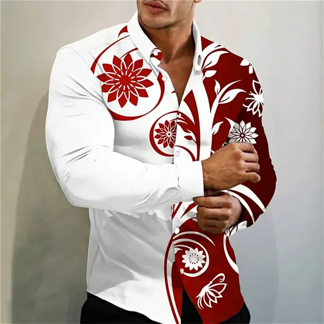 Camisa estampada de lunares multicolor nueva de , camisa de manga larga con cuello de fiesta social de lujo a la moda para hombre, talla grande XS-6XL