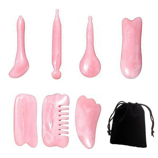EIMELI 7 Pcs/ensemble Planche de Massage en Résine Gua Sha Outil de Massage en Résine Soin de la Peau Ensemble d'Outils Guasha Anti-Rides Outils de Beauté