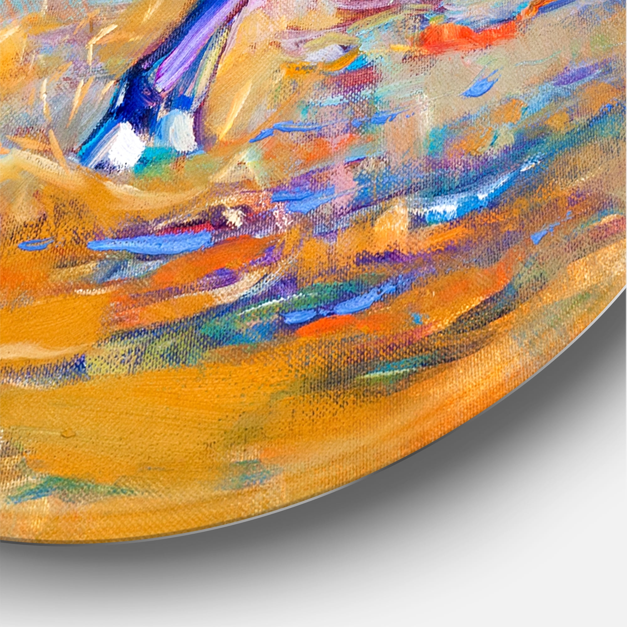 Designart 'Abstract Blue Horse Galoping Over The Prairie' Farmhouse Circle Metal Wall Art 29x29 - Disc of 29