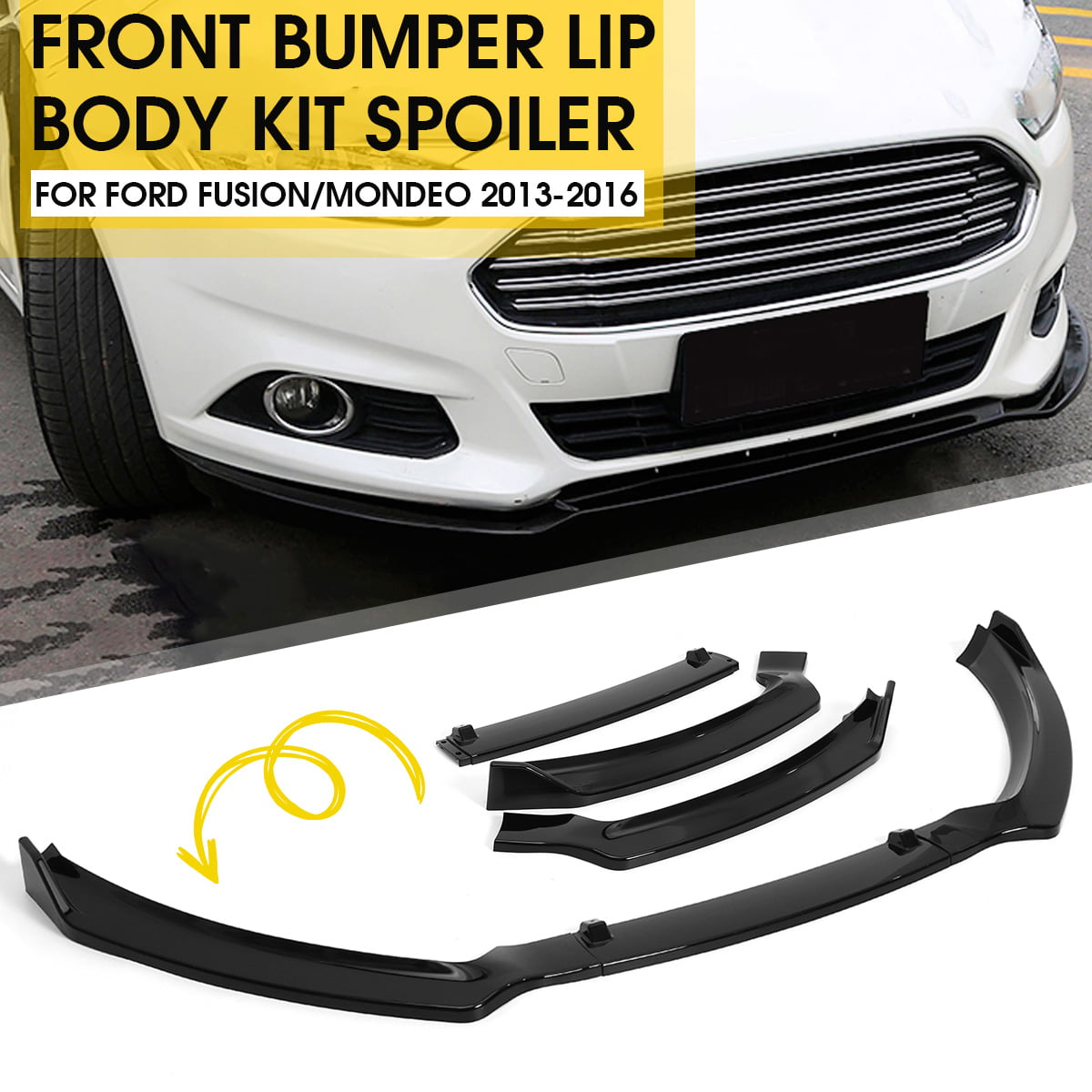 for ford fusion mondeo 2013 2016 gloss black front bumper lip body kit spoiler instruction not included walmart com walmart com