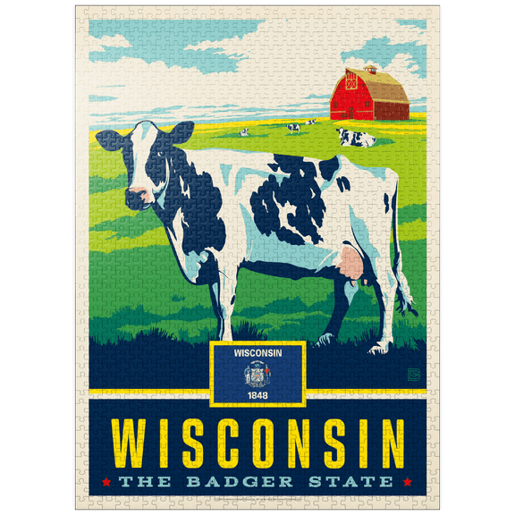 MyPuzzle - Wisconsin: The Badger State - Premium 1000 Piece Jigsaw Puzzle for Adults