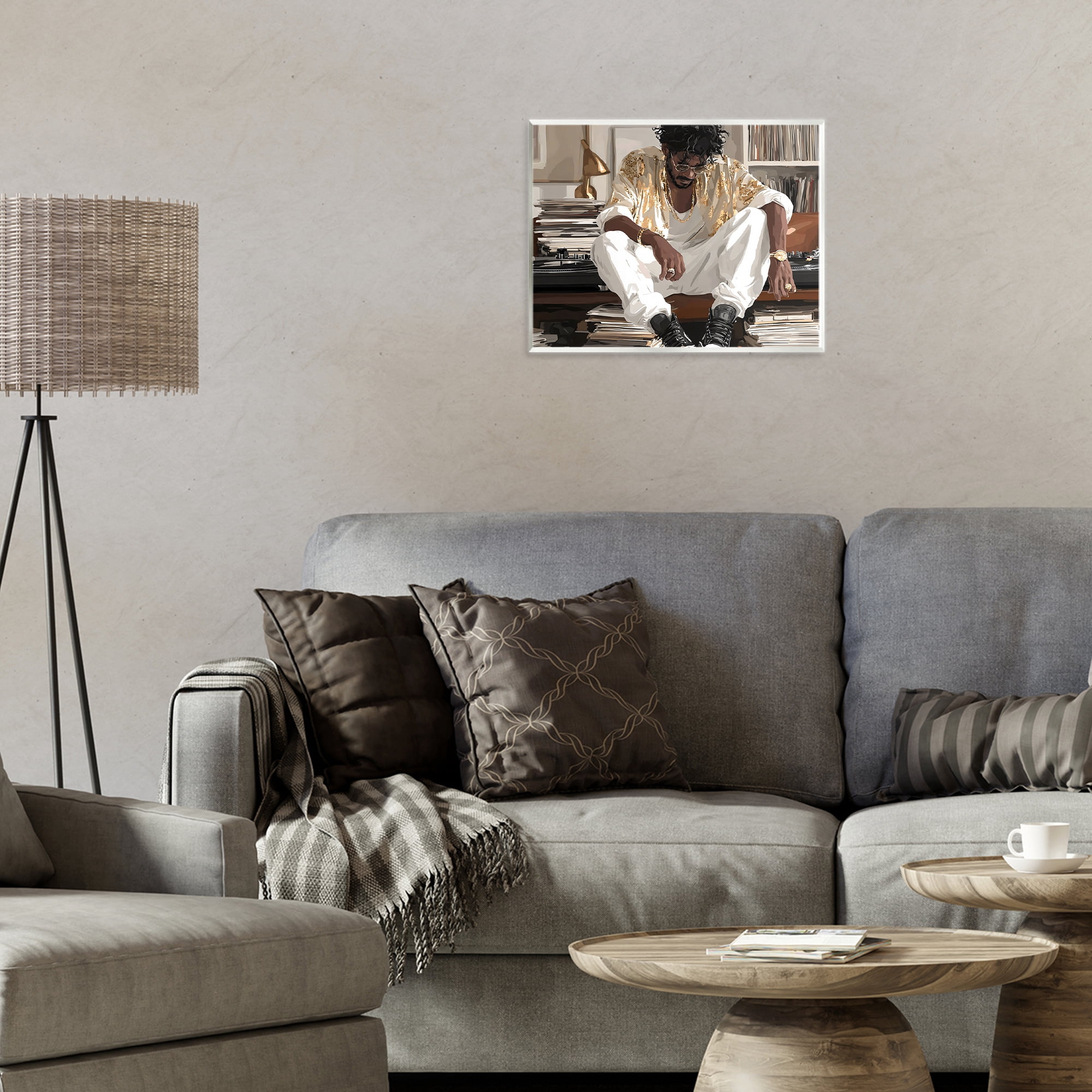 Stupell Industries DJ with Record Collection Wall Plaque Art, design by Franklyn Gregory