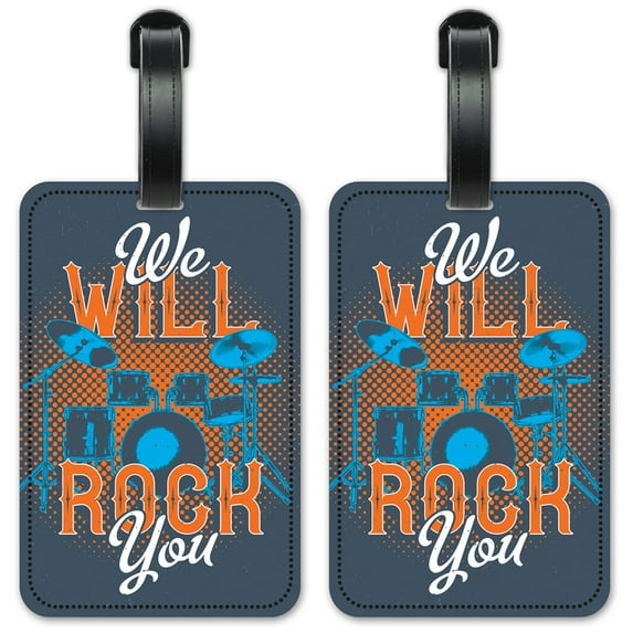 We Will Rock You - Luggage ID Tags / Suitcase Identification Cards - Set of 2