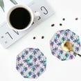 thumbnail image 4 of Yiaed Palm Leaves Print Leather Coasters for Drinks - Cup Coasters Coffee Table Kitchen Table Bar, Home & Office Gifts Handmade Drink Coasters-Octagon, 4 of 6