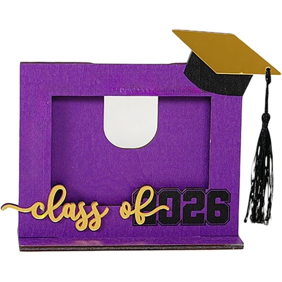Graduation Picture Frame, Class of 2026 Wooden Graduation Photo Frame with Tassel Holder & Graduation Cap Pattern, Fit 5 x 3 Photo, Graduation Gifts for High School College