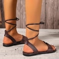 thumbnail image 4 of Xdegoge Lace Up Sandals for Women Gladiator Flat Shoes Ankle Wrap Strappy Open Toe Summer Casual Boho Footwear Dressy Beach Walking Slides Lightweight Ladies Fashion Wear, 4 of 9