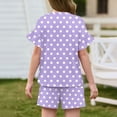 thumbnail image 3 of Grblisyd Outfit for Girls Two Piece Fashion Polka Dots Ruffle Short Sleeve Top Drawstring Elastic Waist Shorts Set Casual Clothing Sets, 3 of 4