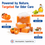 Morovan Persimmon Soap for Body Odorand And Old People Smell Effective Odor Control for All Skin Types and Sensitive Skin 4 Bars 5 oz Each