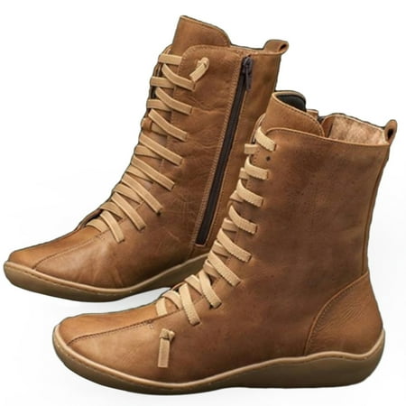 

Ovzne Platform Boots Black Boots For Women Women s Round Toe Korean Style Women s Leather Boots Side Zipper Thick Warm Low Heel Women s Shoes Clearance