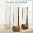 thumbnail image 4 of Best Choice Products 360 Swivel Standing Mirrored Jewelry Cabinet, LED-Lit Makeup Organizer w/ Mirror - Coastal White, 4 of 10