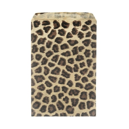 4 1/2 Jewelry Bags Paper Gift Bags, for Jewelry and Crafts 6 x 4 Inches, Brown and Black Leopard Print, 100 Pieces ()