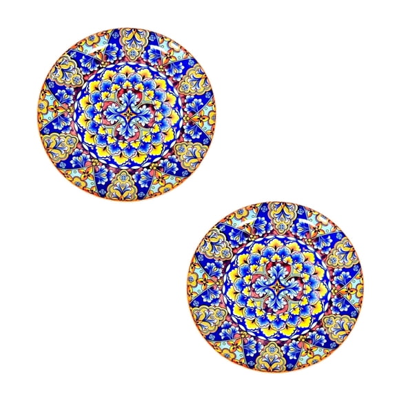 Dinner Plates, 8.5 Inch Salad Dessert Plate,Set of 2,Colorful Bohemian Style Porcelain Serving Dishes for Appetizers, Fruit, Pasta, Steak,Microwave, Oven and Dishware Safe (8.5 Inch（22CM）)