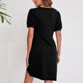 thumbnail image 4 of Vestido corto con dobladillo irregular, vestido de verano con mangas abullonadas cortas para mujer, vestido informal con dobladillo irregular, valor inmejorable, 4 of 6