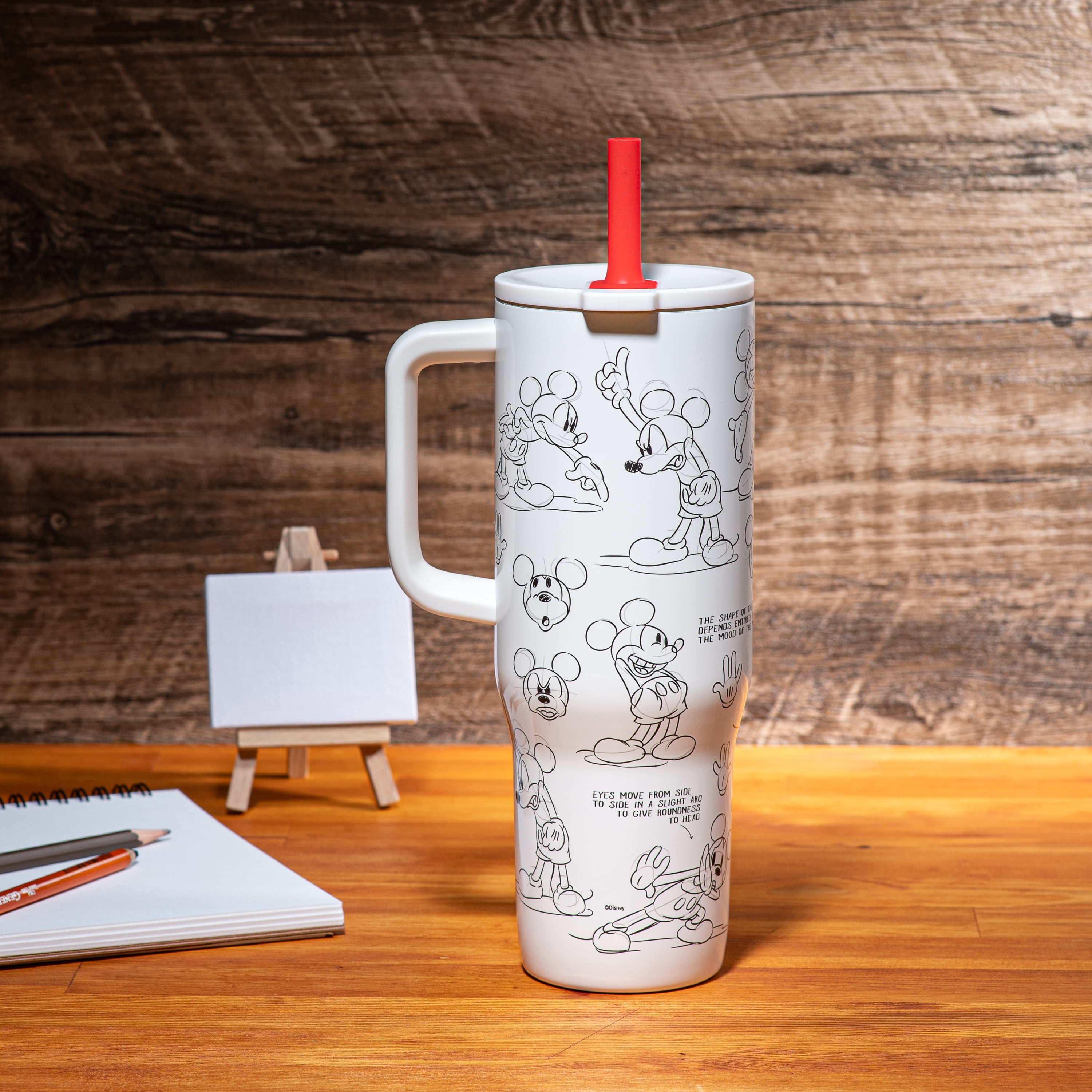 Zak Designs 30oz Mickey Double Wall Stainless Steel Vaccuum Insulated Sutton Straw Tumbler