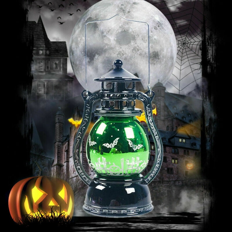 Halloween Lamp Flame Pumpkin Castle Witch Lights Party LED Lantern Hanging Decor 