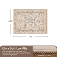thumbnail image 6 of SIXHOME 5'x7' Area Rugs for Living Room Machine Washable Area Rugs Soft Non-Slip Retro Carpet Traditional Floral Rugs for Bedroom Dining Room Office Home Decor Ivory, 6 of 8