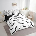 thumbnail image 3 of Feelyou Kids Halloween Bat Bedding Comforter Set 7pcs, Gothic Horror Animal King Bedding Sets, White Black Reversible Bed Sheets, Breathable Home Decor, 3 Pieces, 3 of 7