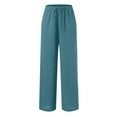 thumbnail image 5 of Jamsmile Women Pants Linen High Waisted Wide Leg Palazzo Pants Casual Summer Drawstring Trousers Flowy Beach Pants With Pockets, 5 of 6