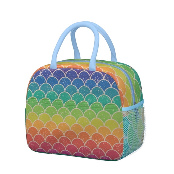 Reusable Mermaid Lnsulated Lunch Bag for Women & Men-Leakproof Water-Resistant Cooler Tote,Large Capacity(10.6x8.7x6.3in)for Work,Office,Travel,Picnic,Beach.