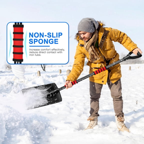 IMIKEYA Black Ergonomic Telescoping Snow Shovel for Reliable Snow and Ice Removal