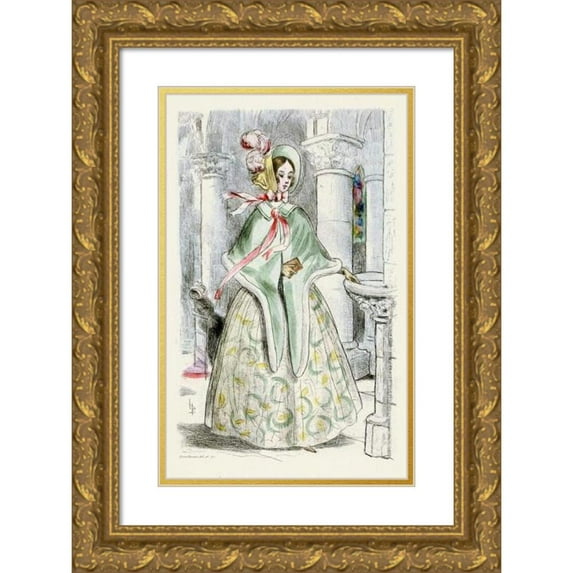 Henri Boutet 17x24 Gold Ornate Framed and Double Matted Museum Art Print Titled - 1939 Nineteenth -Century Female Modes (1908)