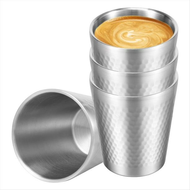4 Tazas de Acero Inoxidable 304 de 300 Ml, de Doble Pared, con Aislamiento Al Vacío, para Café y Bebidas.