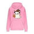 thumbnail image 5 of Xdegoge Halloween Hoodies for Women Cute Ghost with Pumpkin Drink Graphic Sweatshirts Pullover Long Sleeve Hooded Drawstring Sweat Shirts with Kangaroo Pocket Vintage Holiday Party Clothes, 5 of 6