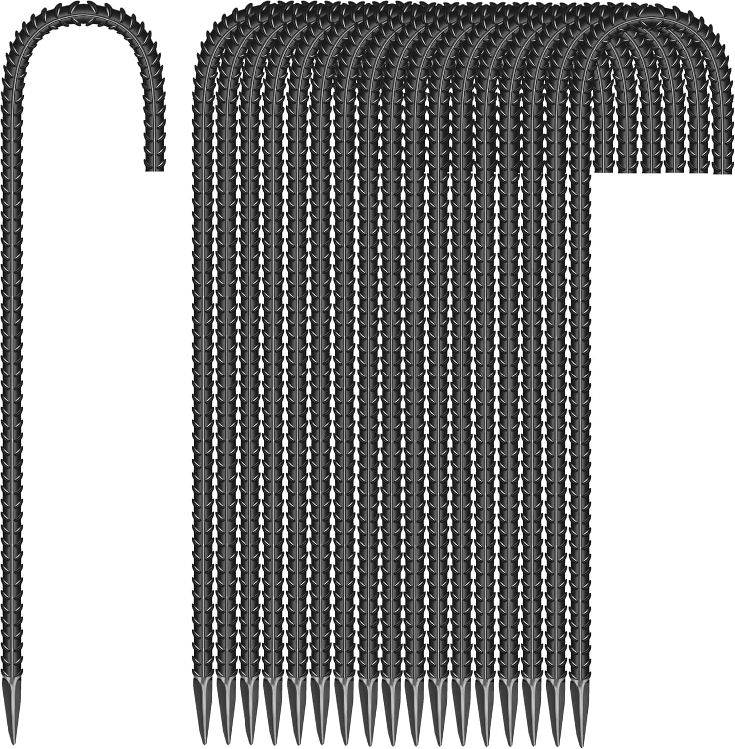 16-Inch Steel Garden Ground Stakes Heavy Duty J Shape Hooks Rebar Anchors for Tents Fences and Trampolines 10 Pieces