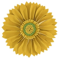 JWH 3D Handmade Aesthetic Round Decorative Daisy Throw Pillow Case with Insert 12inch Gold