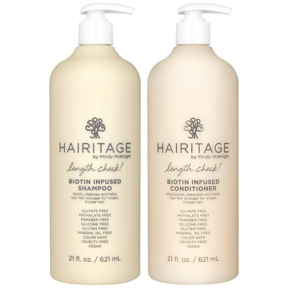 Hairitage Length Check Biotin   Castor Oil Shampoo and Conditioner Set, 21oz