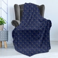 thumbnail image 3 of Ambesonne Art Deco Fleece Throw Blanket Navy Vintage Line Shells 50"x70" Navy Blue and Sand Brown, 3 of 5