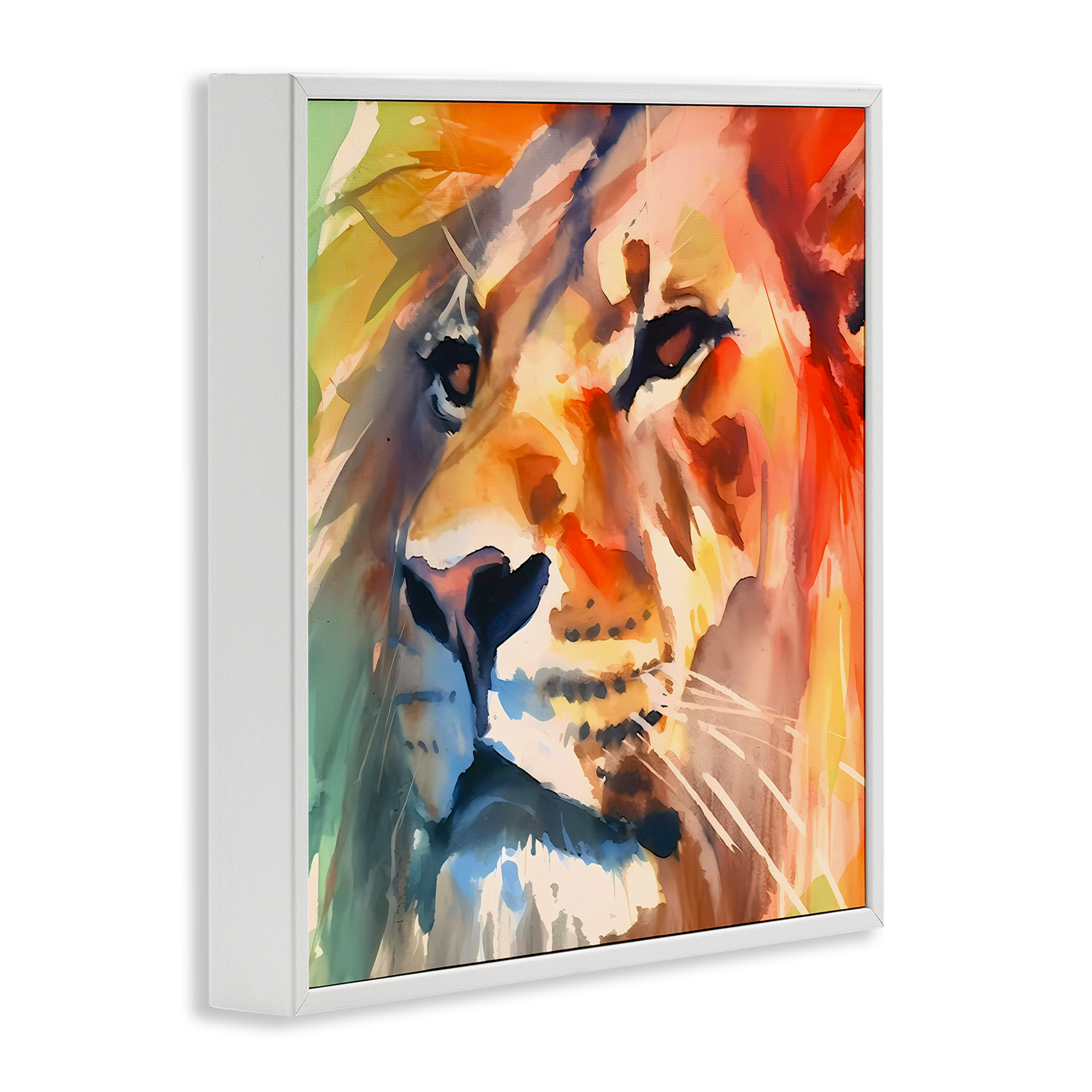 Stupell Industries Strong Lion Gaze Animals & Insects Painting White Framed Art Print Wall Art, 12 x 12