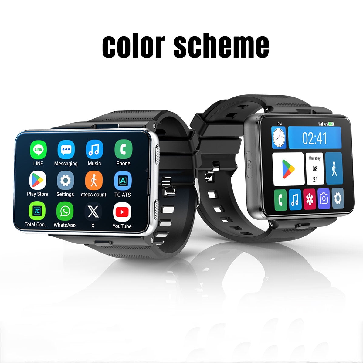AIEK S999 Plus 4G Smart Watch SMTK6761 Android 11.0 OS 2.88" Screen 2MP/8MP Dual Camera 4GB RAM 64GB ROM 2300mAh BT GPS WiFi Phone Call Men Smartwatch Women Clock