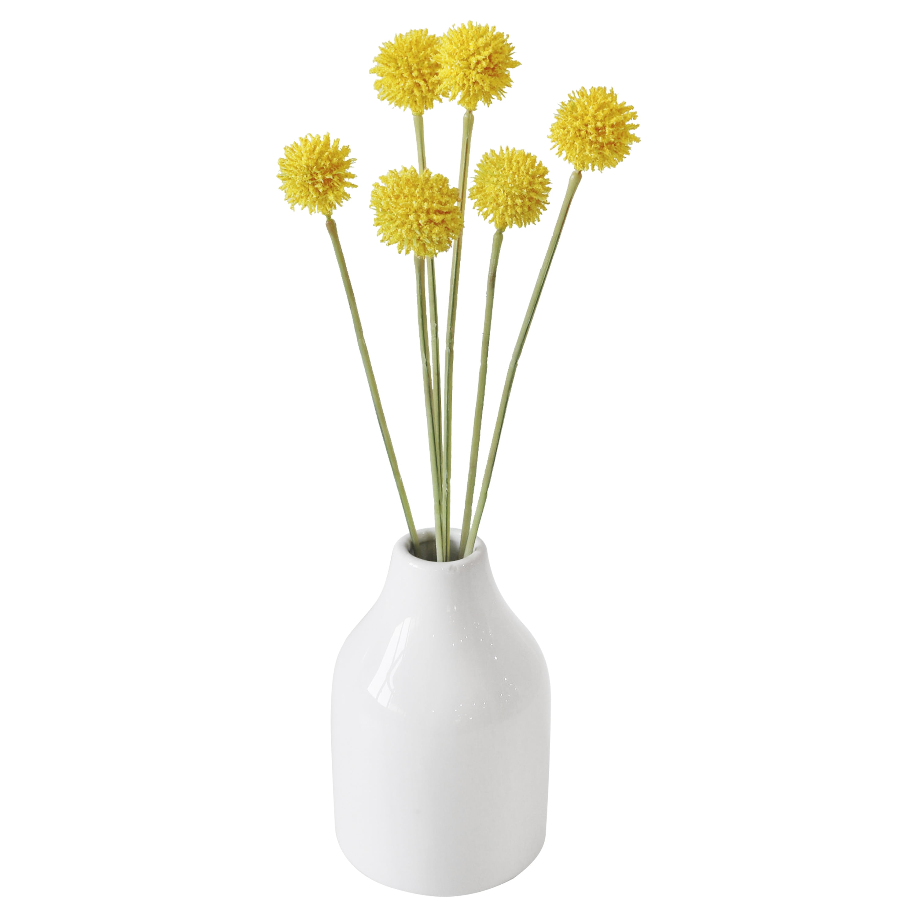 (4 pack) 14-inch Artificial Yellow 6 Heads Billy Button Pick, for Indoor Use, by Mainstays