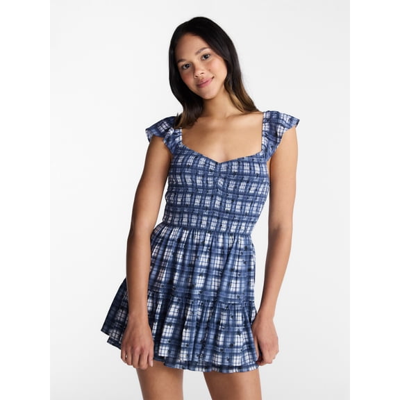 No Boundaries Smocked Romper with Flutter Sleeves, Women’s XXS-XXL