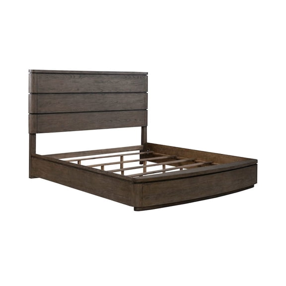 Liberty Furniture California King Panel Bed with LED Touch Light - Satin Espresso Oak