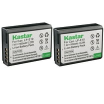 Kastar 2-Pack LP-E10 Battery 7.4V 1650mAh Replacement for Canon LP-E10 LPE10 Battery, Canon LC-E10 LC-E10N Charger, Canon EOS Rebel T7, EOS 1100D, EOS 1200D, EOS 1300D, EOS 1500D Camera