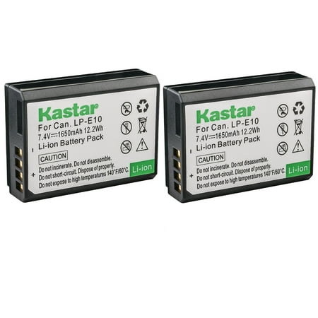 Kastar 2-Pack LP-E10 Battery 7.4V 1650mAh Replacement for Canon LP-E10 LPE10 Battery Canon LC-E10 LC-E10N Charger Canon EOS Rebel T7 EOS 1100D EOS 1200D EOS 1300D EOS 1500D Camera