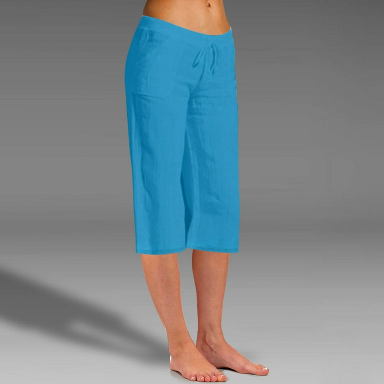 Plus Size Capri Pants for Women Cotton Linen Summer Casual Loose Fitted  Lightweight Solid Color Capris Slacks (3X-Large, Dark Gray)