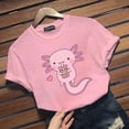 thumbnail image 2 of Camiseta Kawaii con estampado gráfico Axolotl para mujer, blusa informal de manga corta con cuello redondo, Tops Y2K, novedad, 2 of 5