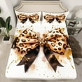 thumbnail image 2 of Manfei Cheetah Pattern Queen Sheet Set (4-Piece) Girls Bow Tie Brown Splashing Ink Breathable Decor, 2 of 7