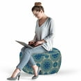 thumbnail image 2 of Mandala Pouf Cover with Zipper, Oriental Geometric Floral Elements Ornamental Green Blue Tones, Soft Decorative Fabric Unstuffed Case, 30" W X 17.3" L, Multicolor, by Ambesonne, 2 of 5