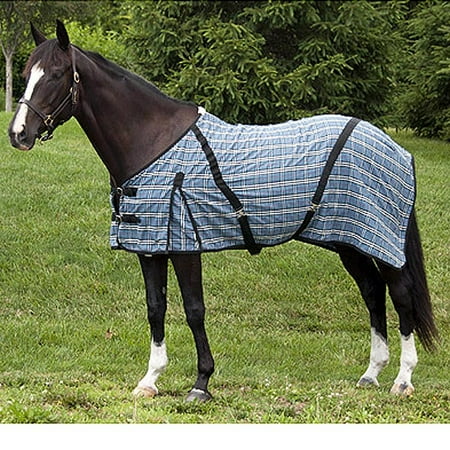 Cotton Blanket Covers - 54 inch HILASON WESTERN HORSE POLY COTTON BLUE PLAID DAY SHEET COVER BLANKET