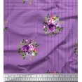 thumbnail image 1 of Soimoi Purple polyester Crepe Fabric Leaves,Artistic Floral & Check Decor Fabric Printed BTY 42 Inch Wide, 1 of 3